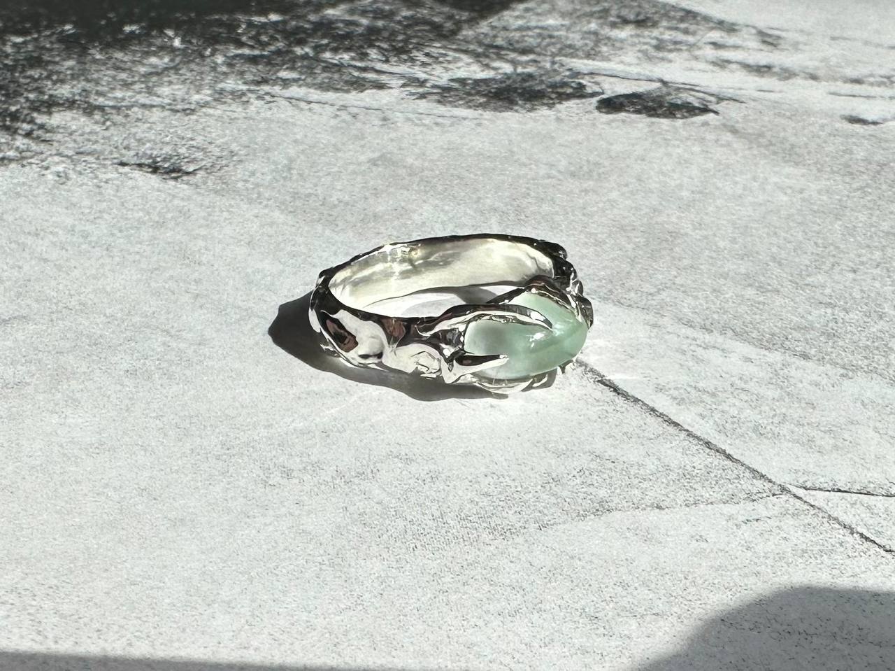 Green agate ring